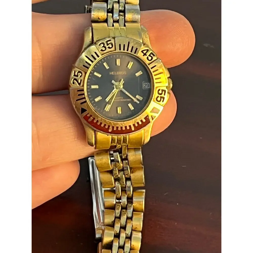 VTG Helbros Quartz Watch Two Toned Water Resistant Not Tested Read